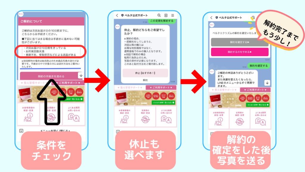 ベルタエクリズム解約手順 スマホ