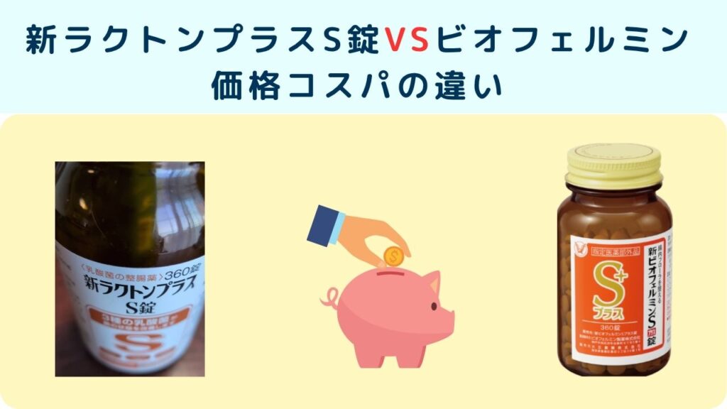 新ラクトンプラスS錠VSビオフェルミン
価格コスパの違い